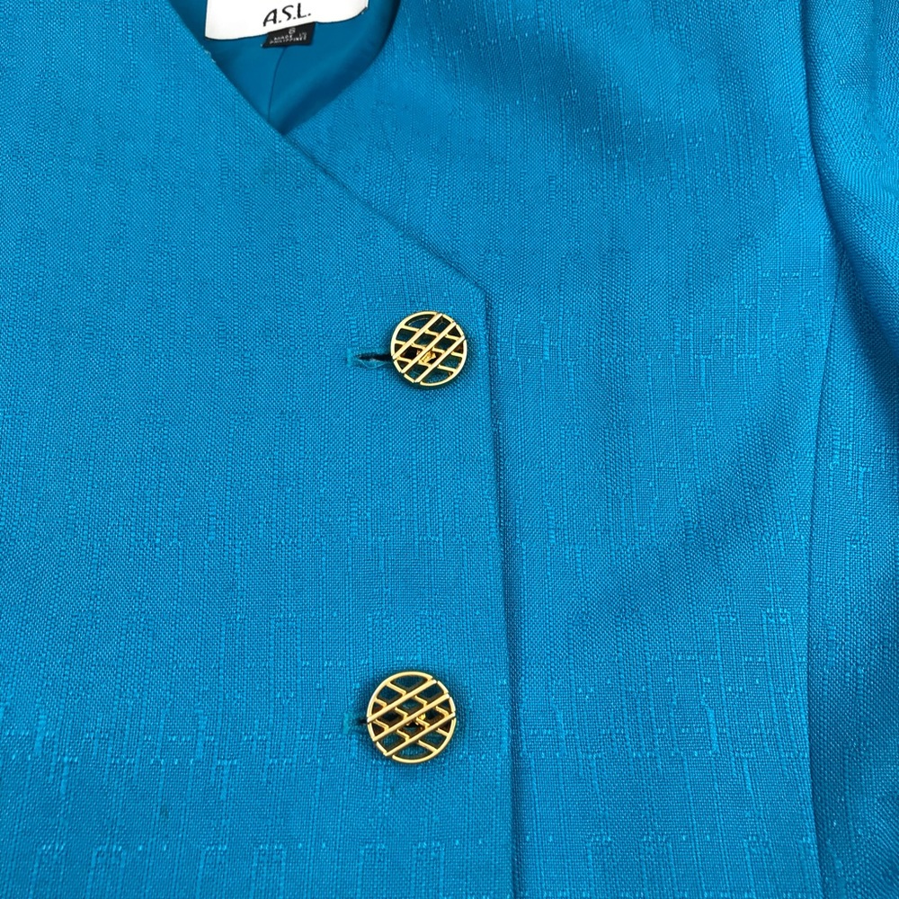 Vintage Kasper Asymmetrical Blazer Blue VTG 80s X - Picture 3 of 7